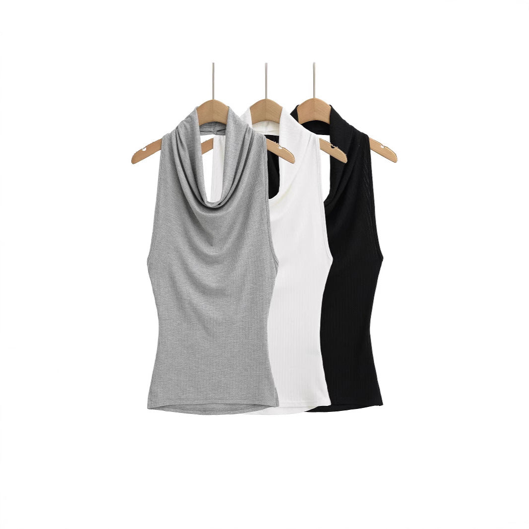 Slim-Fit Top mit Wasserfallausschnitt