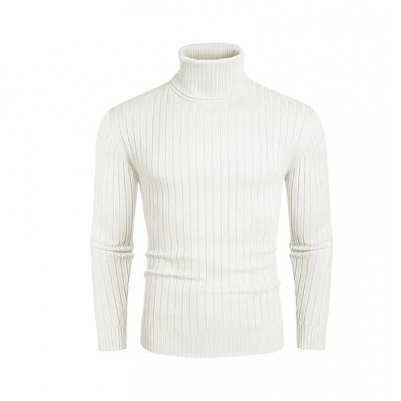 Autumn And Winter Men's Striped High-neck Sweater