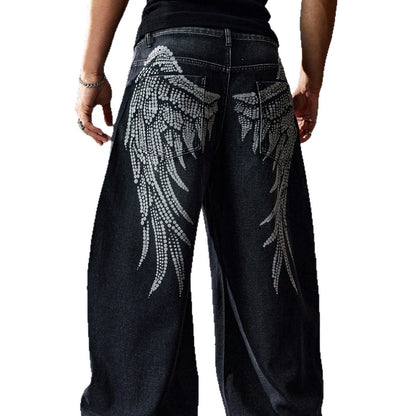 American-style Street-washed, Distressed, Slightly Flared Denim Jeans