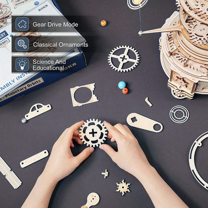 Robotime Rotatable Mechanical 3D Wooden Puzzle Games Assemble Model Building Kits Toys Gift For Children Boys