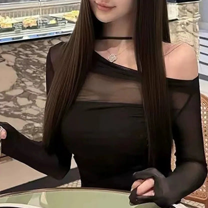 Off-Shoulder Mesh-Top & Tube-Top Set