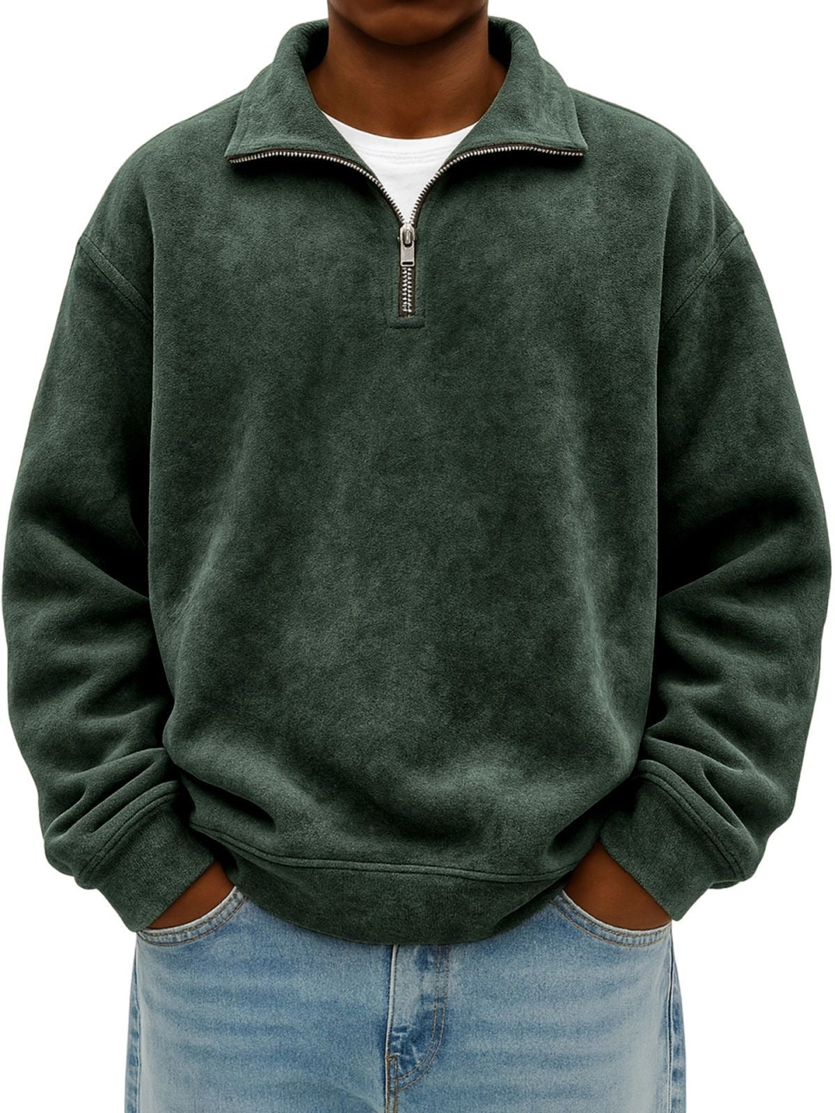 New Stand Collar Loose Drop Shoulder Men's Sweatshirt
