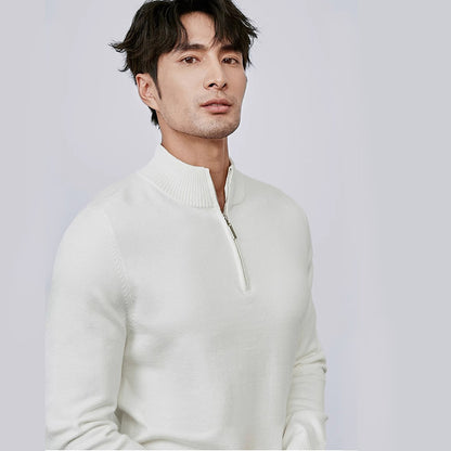 Men's Half Zipper Pullover Long Sleeve Sweater