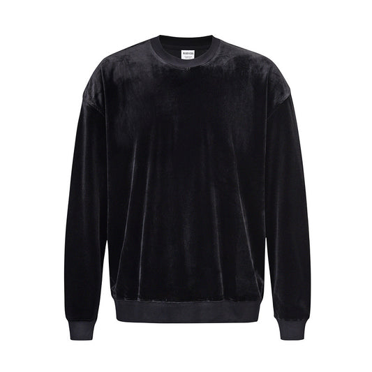 High Street Velvet Round Neck Sweater Gold