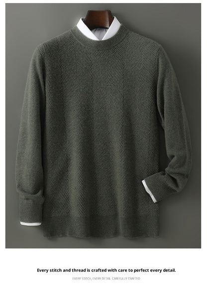 Round Neck Pullover Leisure Knitted Sweater For Men