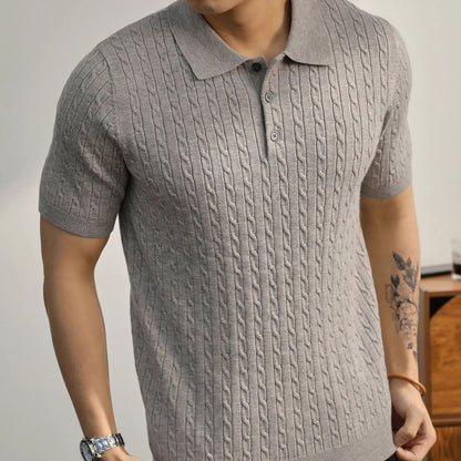 Men's Casual Short-sleeved Knitted Shirt With Lapel