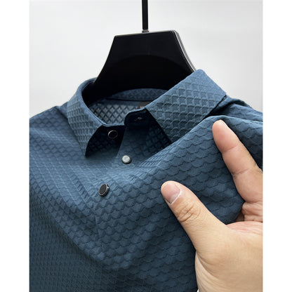 Waffle Ice Silk Short Sleeve T-shirt Men's Shirt Collar Polo Shirt