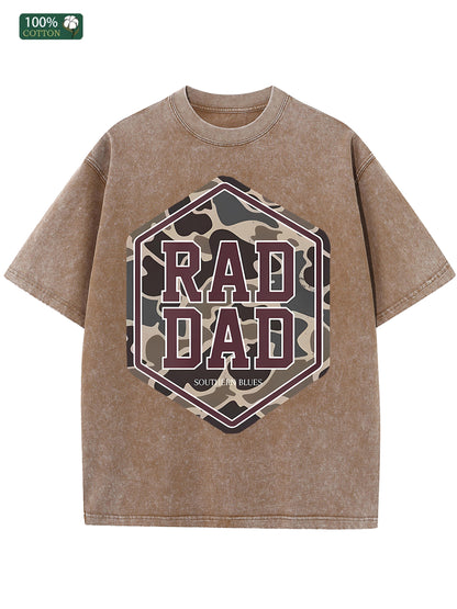 Herren T-Shirt im Vintage Washed-Look – 100 % Baumwolle – Lässiger „Rad Dad“ Print