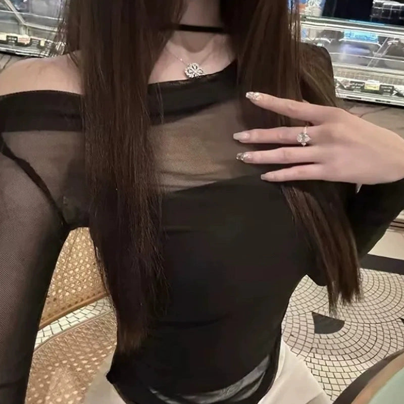 Off-Shoulder Mesh-Top & Tube-Top Set