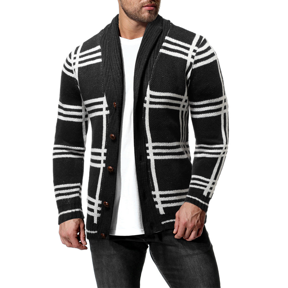 Men's Knitwear Sweater Fashion Color Blocking Cardigan Jacket