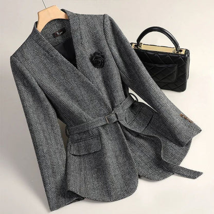 Sophistizierter Damen Wollblazer aus Chenille – Eleganter Business-Blazer mit Prinzessärmeln