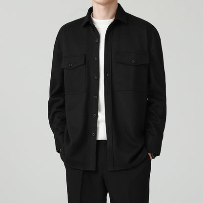 New Thickened Men's Workwear Long-sleeved Loose Wool Casual Jacket