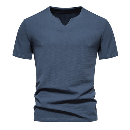 Men's Bubble Cloth V-neck T-shirt Short Sleeve Shirt