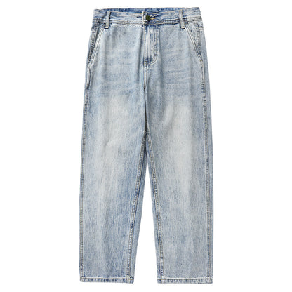 Men's Washed Distressed Straight Loose Straight Jeans