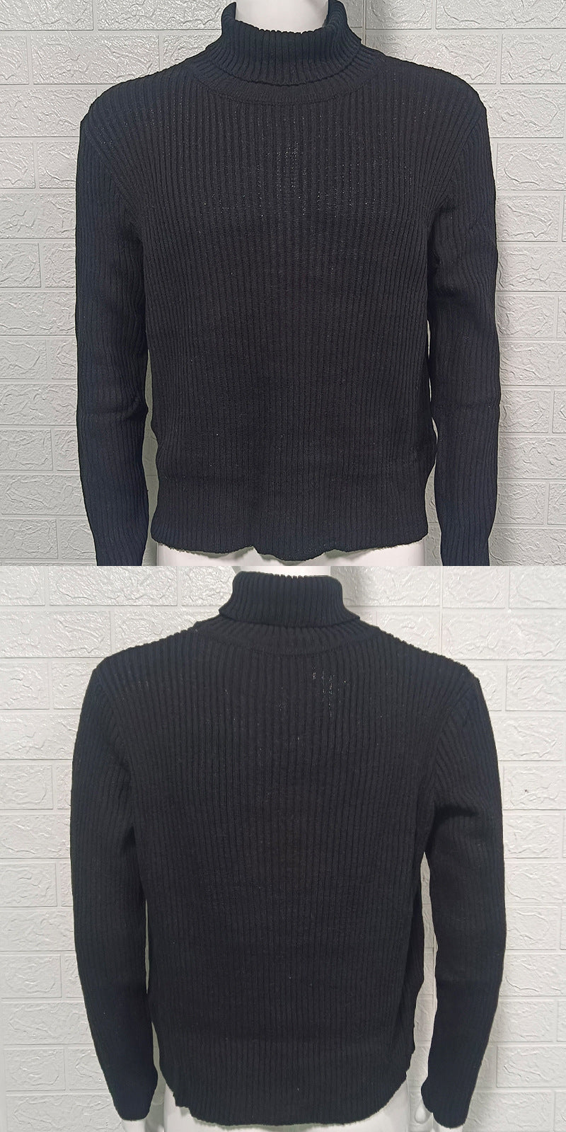 High-neck Slim-fit Long-sleeve Knitted Pullover Base Shirt