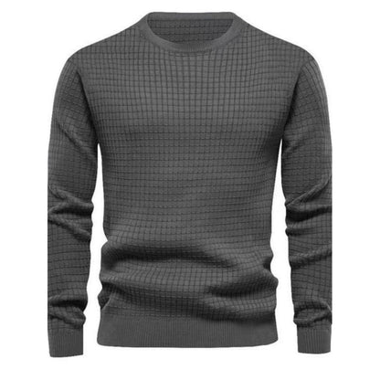 Hochwertiger Jacquard-Strickpullover für Herren – Edle Waffel-Struktur – Modern Slim Fit