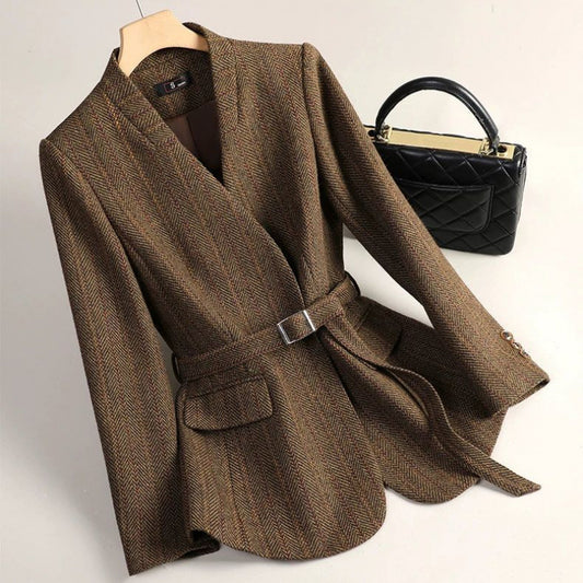 Sophistizierter Damen Wollblazer aus Chenille – Eleganter Business-Blazer mit Prinzessärmeln