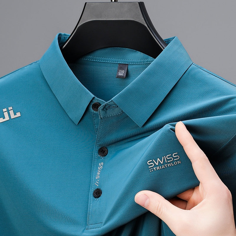 Middle-aged Men's Short-sleeved Polo Shirt With Lapels