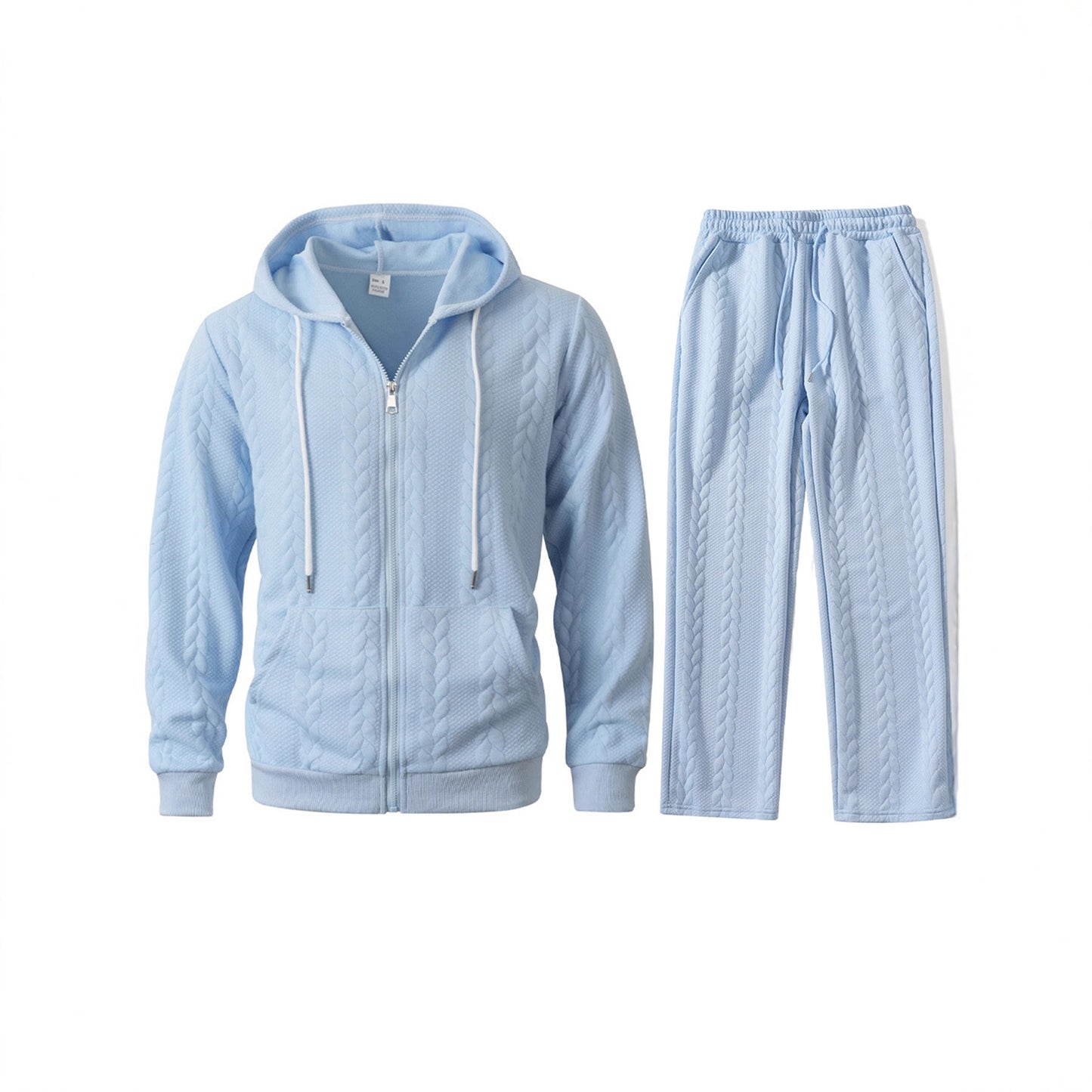 Men's Jacquard Casual Top Hoodie Cardigan Set