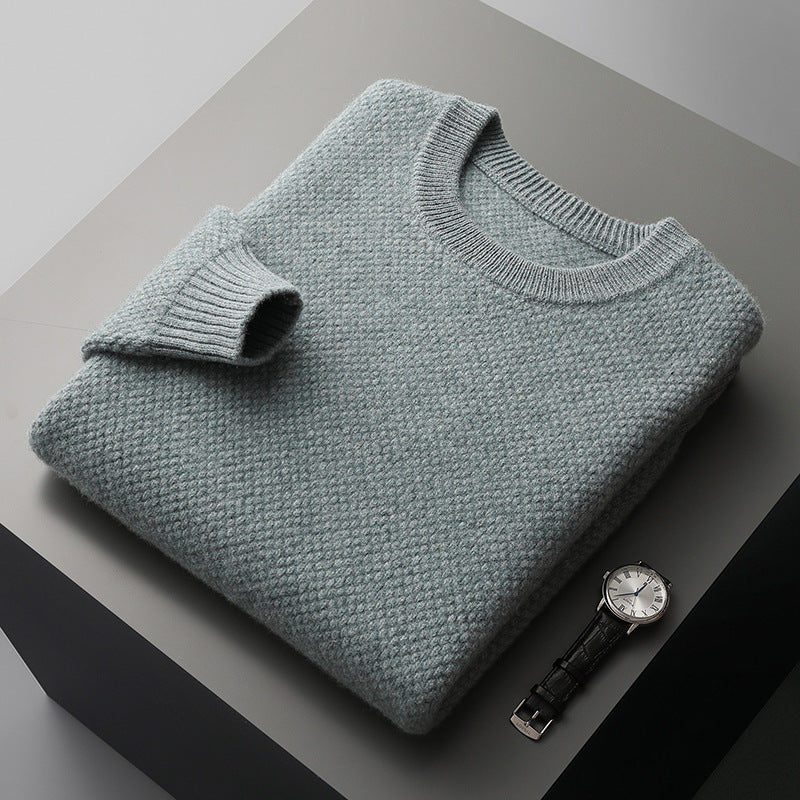 Round-neck Pullover Jacquard Solid-color Knit Base Sweater