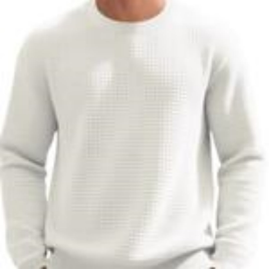 Hochwertiger Jacquard-Strickpullover für Herren – Edle Waffel-Struktur – Modern Slim Fit