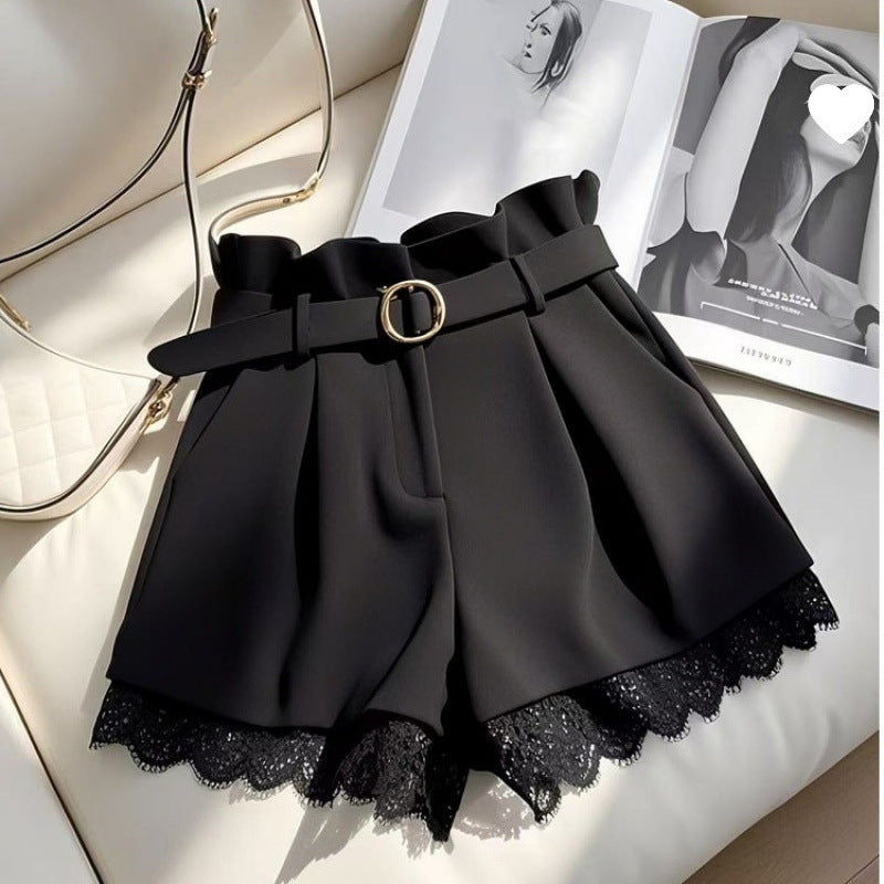 High-Waisted Spitzen-Culottes mit weitem Bein