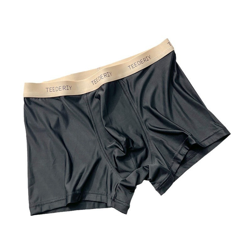 Ice Silk Men's Cotton Crotch Boxer Briefs Boys Teenagers Traceless Plus Size