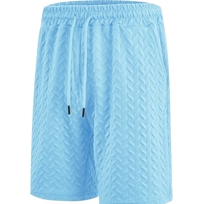 Herren Loose Solid Jacquard Drawstring Casual Beach Pants