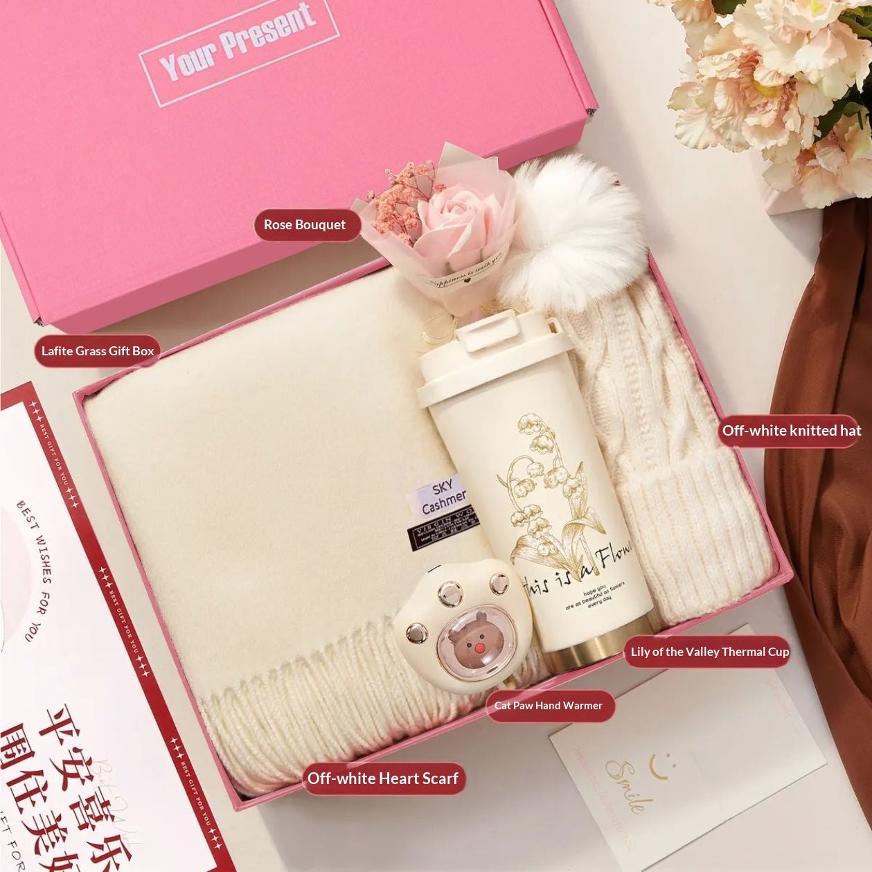 Scarf Thermos Hand Warmer And Glove Set Gift Box