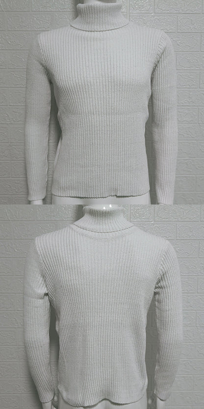 High-neck Slim-fit Long-sleeve Knitted Pullover Base Shirt