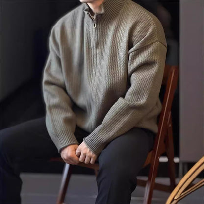 Men's Stand-Up Collar Knitted Cardigan Jacket Vintage Sweater