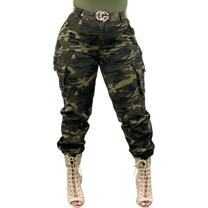 European And American Fashion Women's Camouflage Cotton Skinny Cargo Pants
