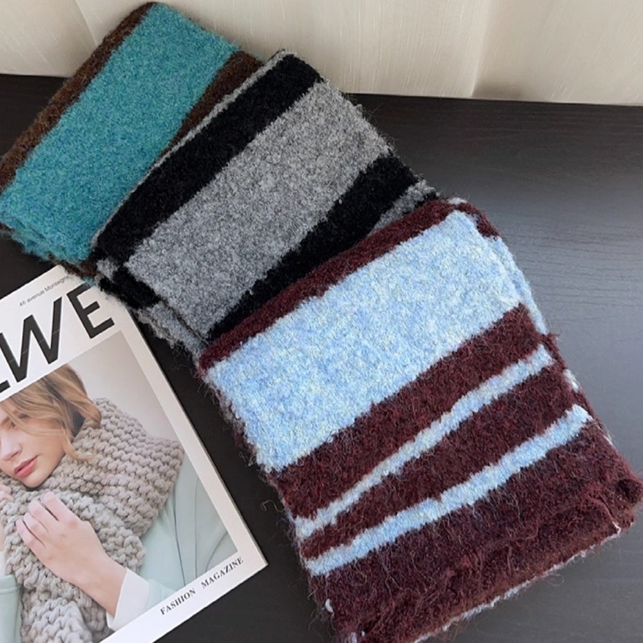 Striped Knit Scarf Women's Warm Neck Warmer