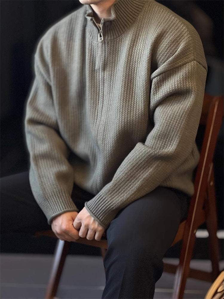 Men's Stand-Up Collar Knitted Cardigan Jacket Vintage Sweater