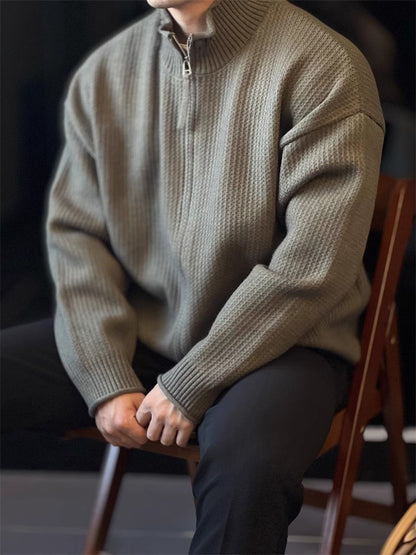 Men's Stand-Up Collar Knitted Cardigan Jacket Vintage Sweater