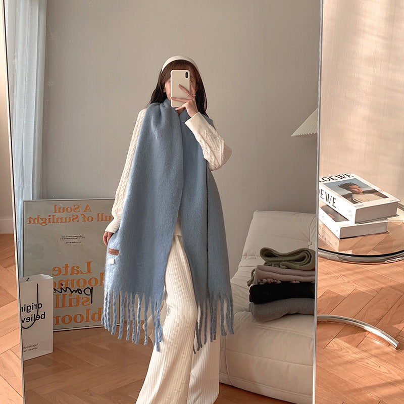 Women's Versatile Fashion Solid Color Warm Scarf