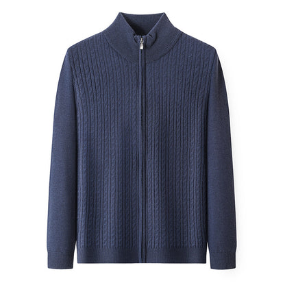 Thickened Zipper Stand Collar Knitted Coat Fashion Twisted Sweater