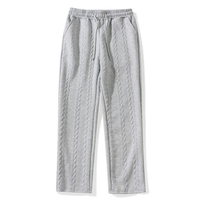 Men's Casual Loose Solid-Color Drawstring Straight-Leg Pants