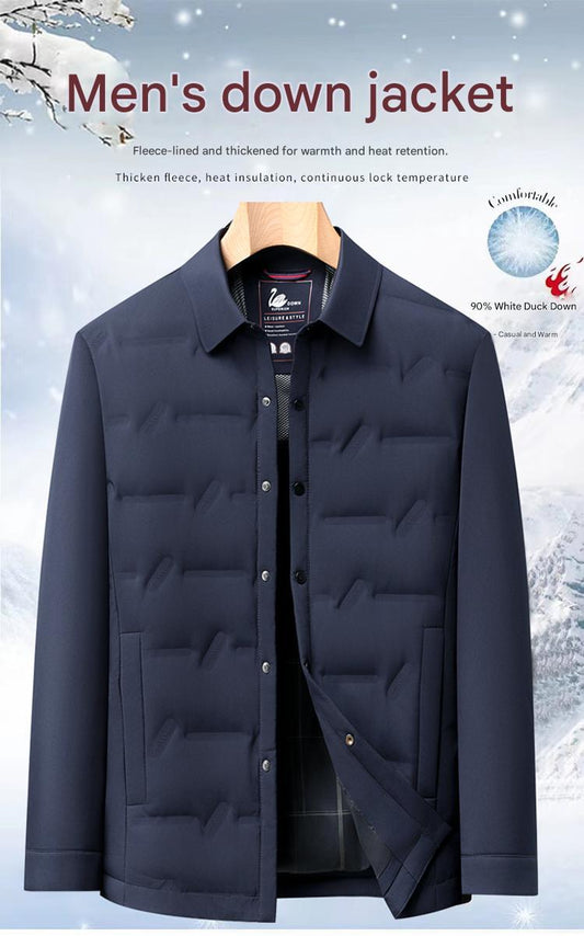 Lightweight Mens Short Down Jacket Thickened Warm Business Casual Coat For Autumn Winter