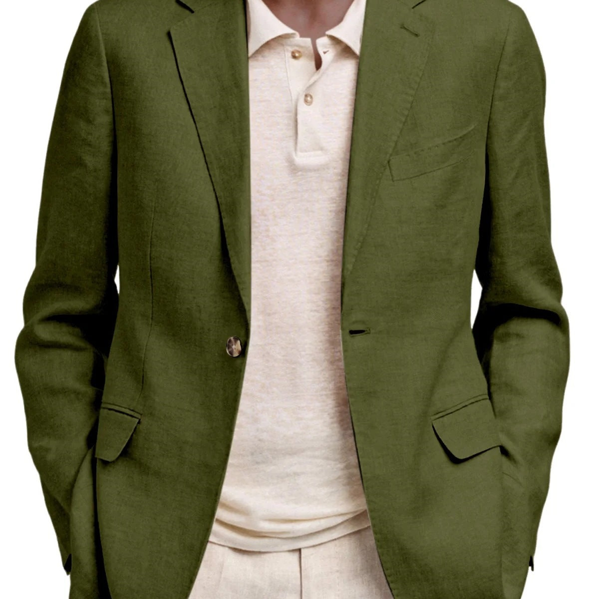 Men's Long-Sleeve Business-Casual Suit With Lapel And Mock Pockets