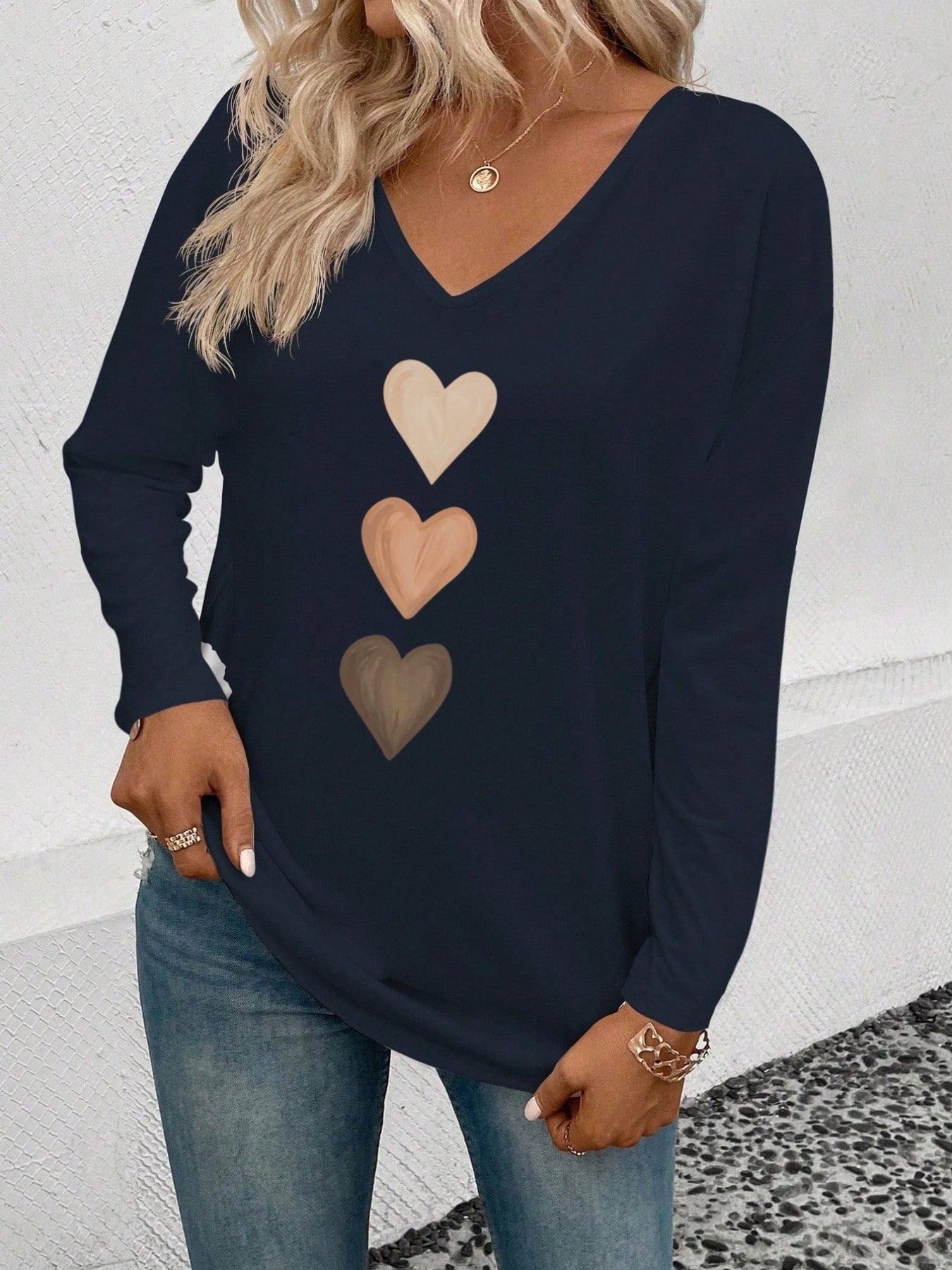 Fashionable Casual And Comfortable Women's V-neck Long-sleeve Top