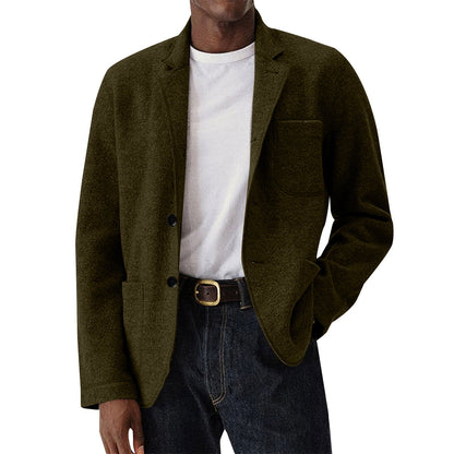 Men's Solid-Color Casual All-Match Wool Coat
