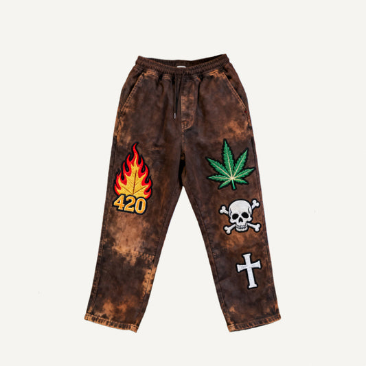 Elastic-waist Printed Sweatpants Casual Trousers