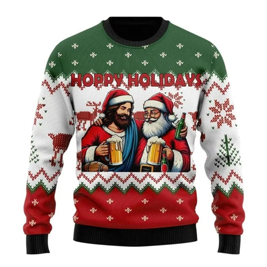 Men's Creative Santa Beer Pattern Fashion Hoodie