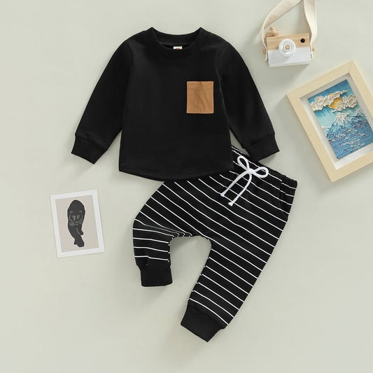 Long Sleeve Hooded Baby Striped Pattern Children Suit - Joker
