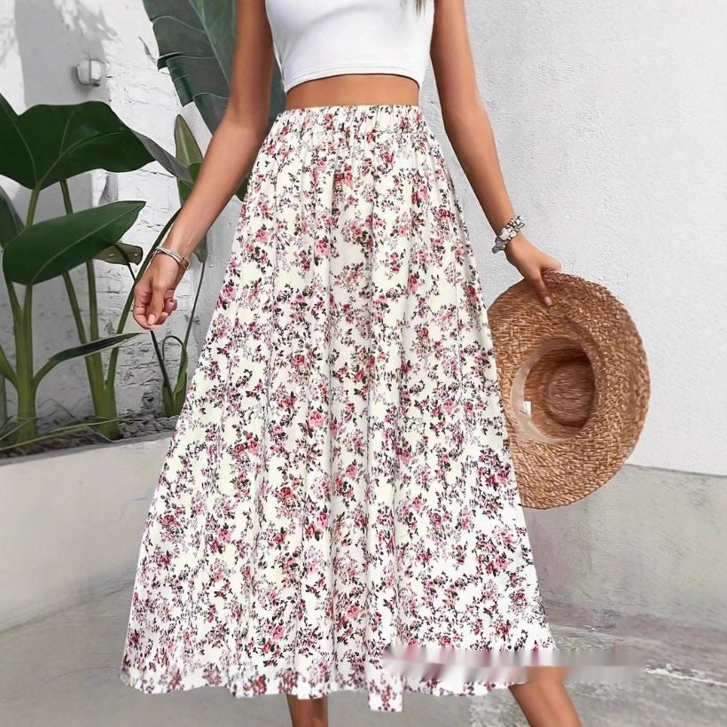 Women's Casual Printed Elegant Large Swing Skirt