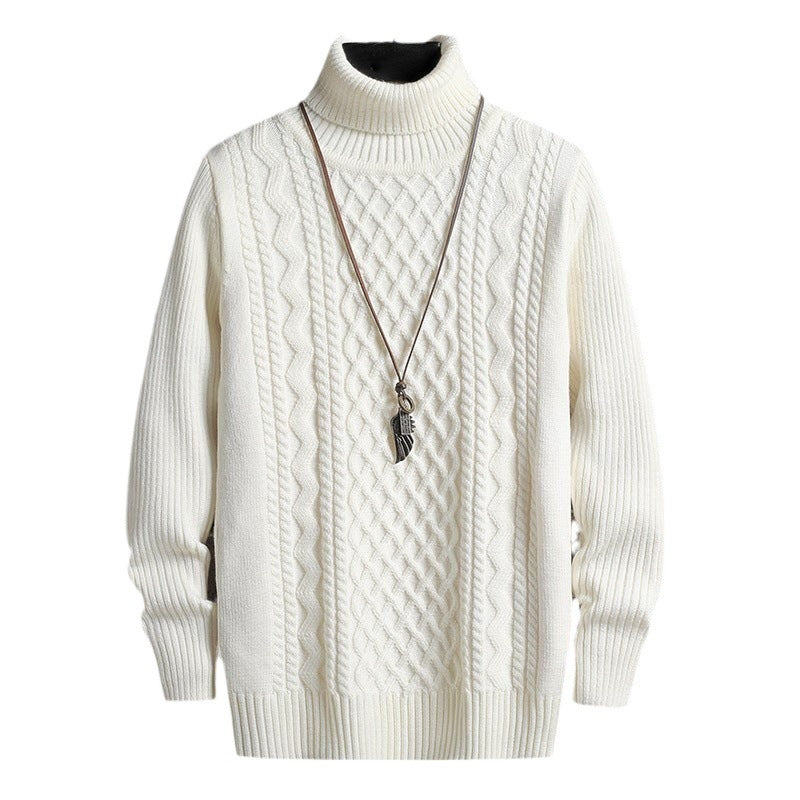 Doppelreiher Strickpullover mit Rollkragen