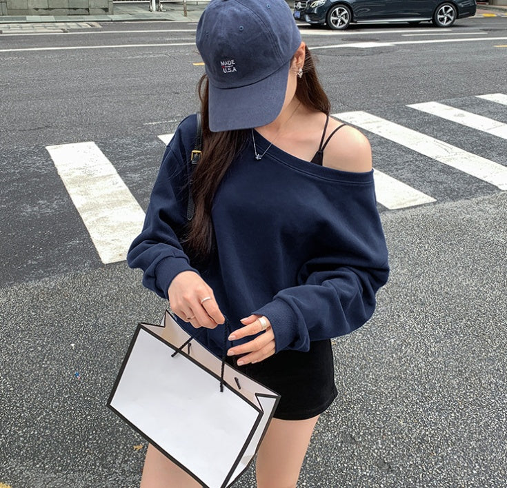 Casual Loose Shoulder Sweater For Women