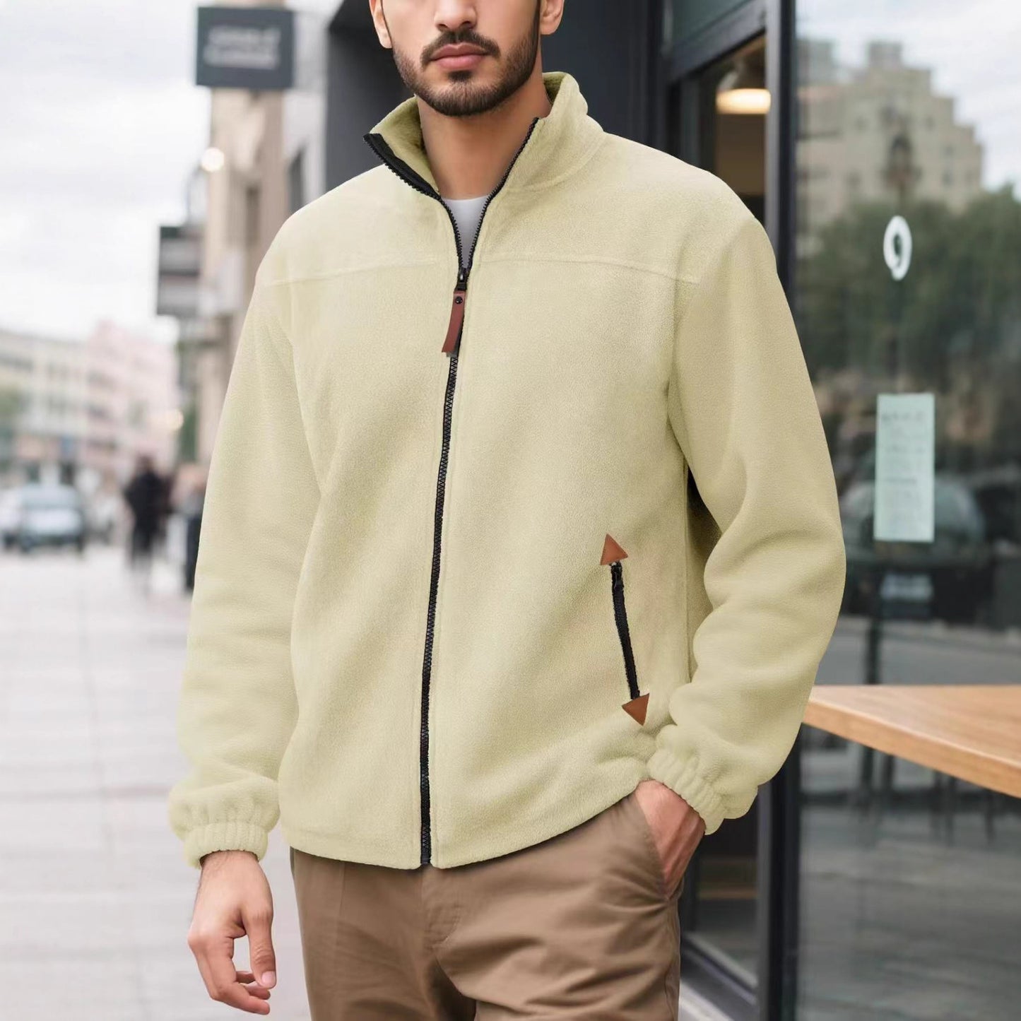 Men's Fleece-Lined Thermal Zip-Up Sports Hoodie