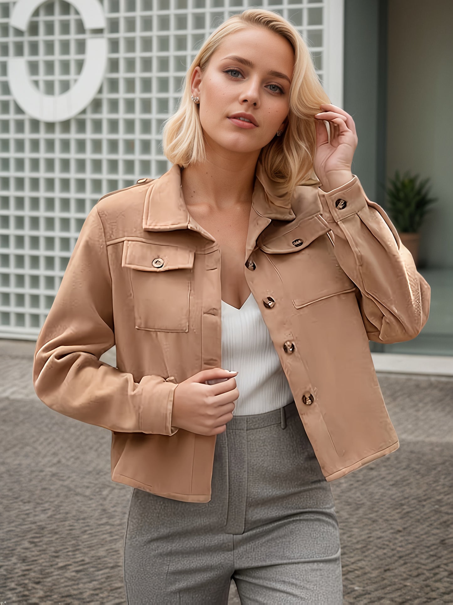 Women's Plus Size New Fashionable Flannel Short Jacket Fashion 2025 Autumn Top